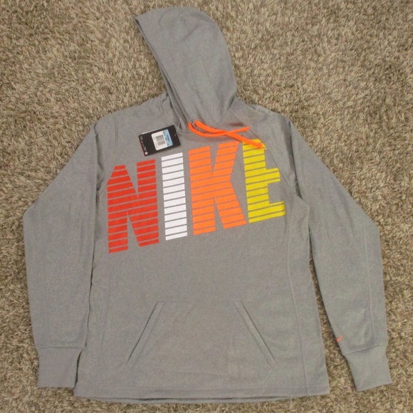 Nike Gray Hoodie with Multicolor Logo - Picture 1 of 8